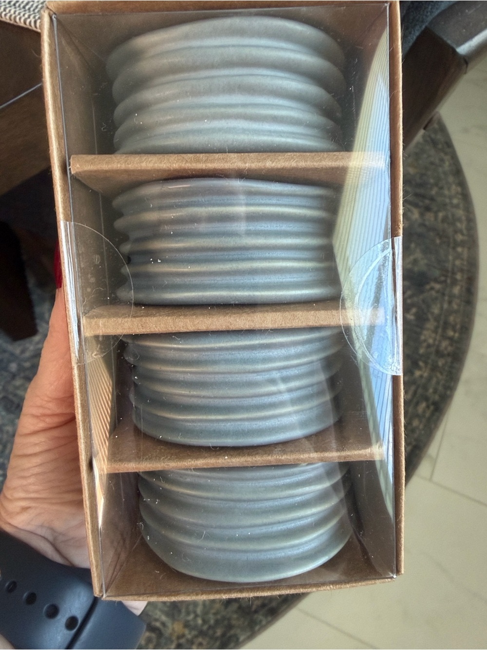 West Elm Matte blue napkin rings